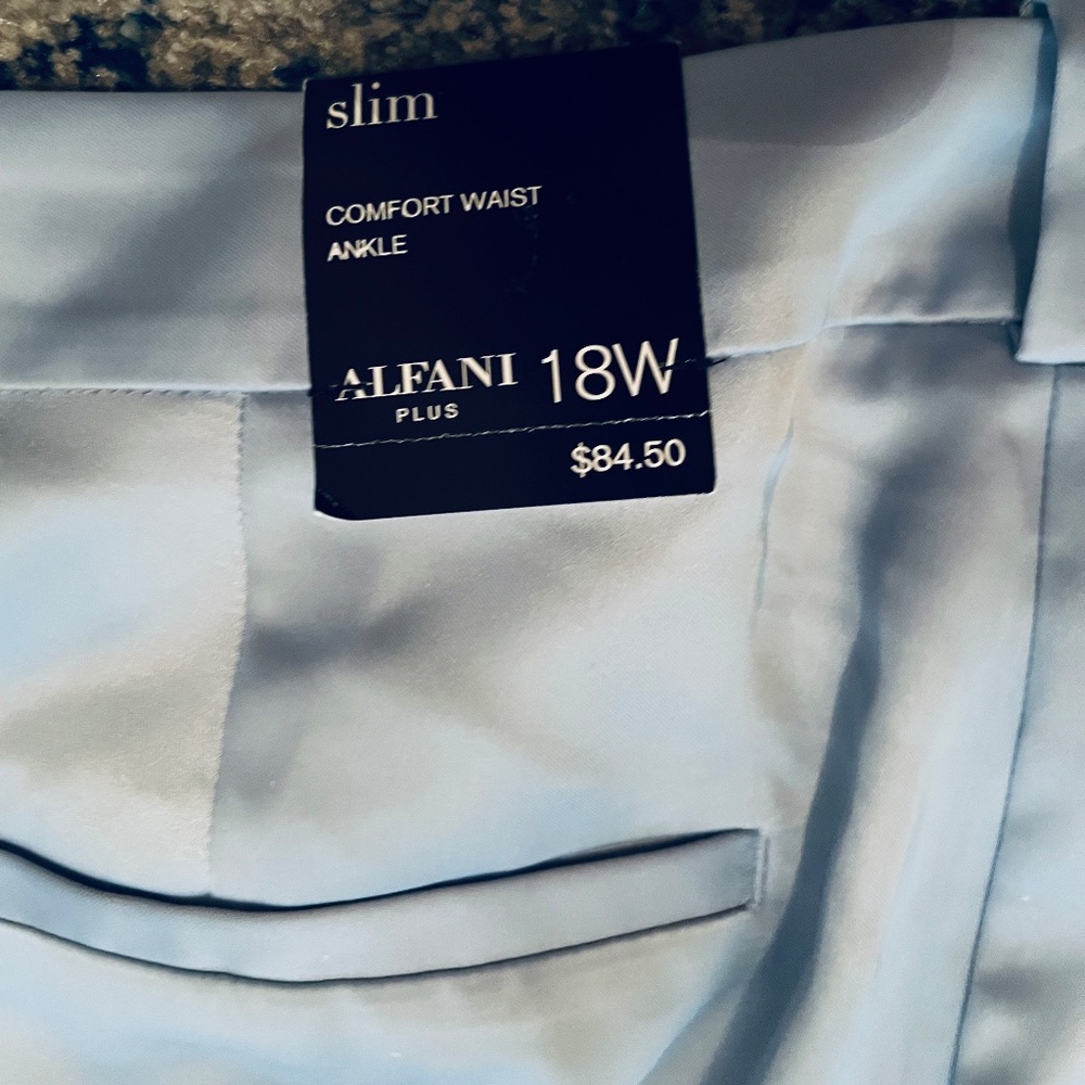 WOMANS 18W SLIM BLUE SATIN TROUSE NWT - Picture 6 of 7